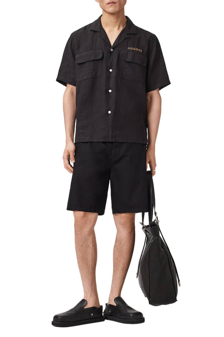 Corbett Cotton & Linen Shorts, Alternate, color, ORCA BLACK