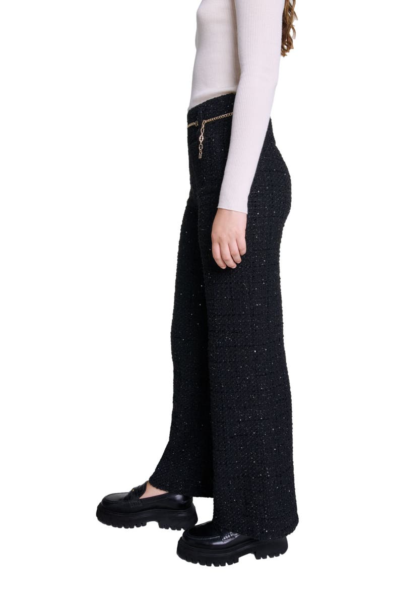 maje Sequinned tweed trousers, Alternate, color, 