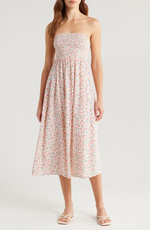 Off the Coast Floral Smocked Midi Dress