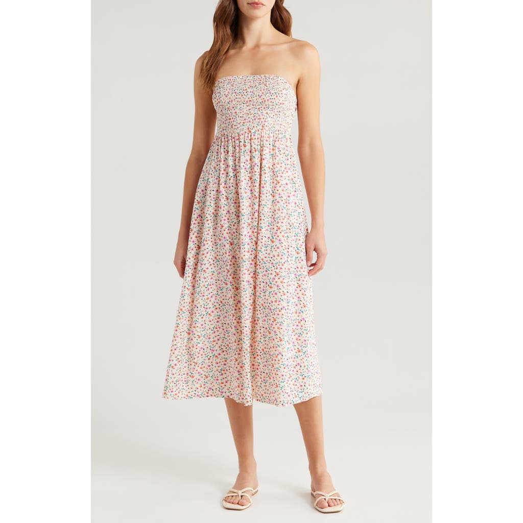 Billabong Off The Coast Floral Smocked Midi Dress