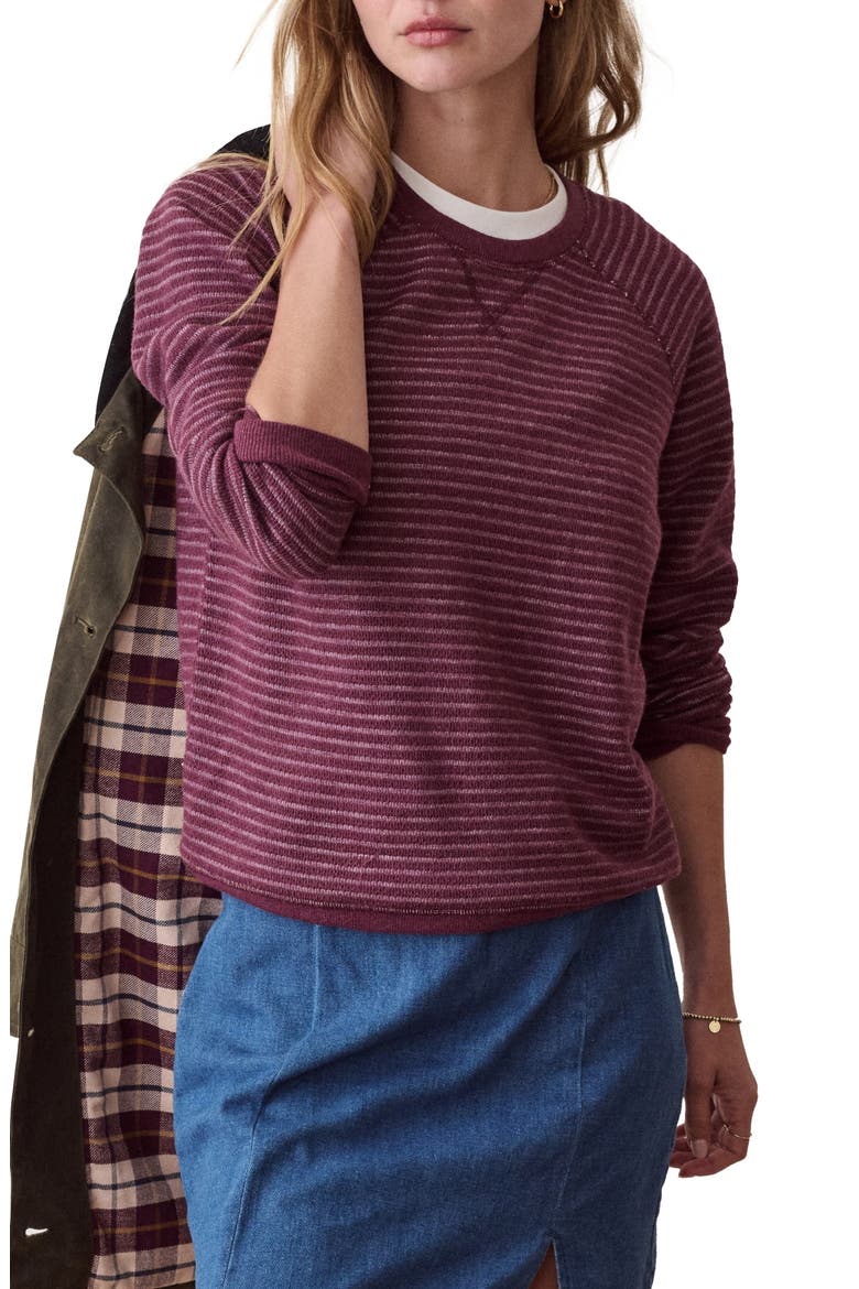 Striped Heathered Raglan T-Shirt, Main, color, CABERNET