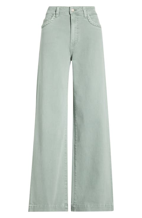 Anessa Braided Pocket High Waist Wide Leg Jeans (Vintage Seaglass)