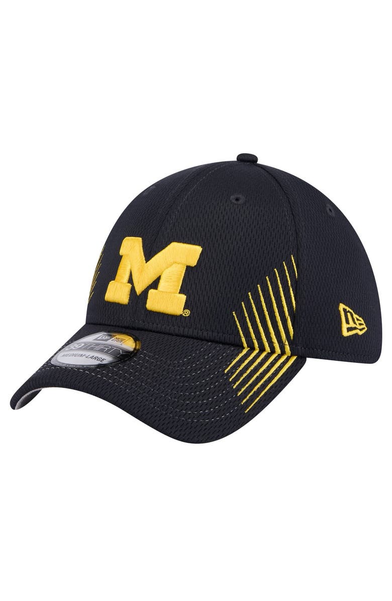 New Era Men's New Era Navy Michigan Wolverines Active Slash Sides 39THIRTY Flex Hat, Alternate, color,