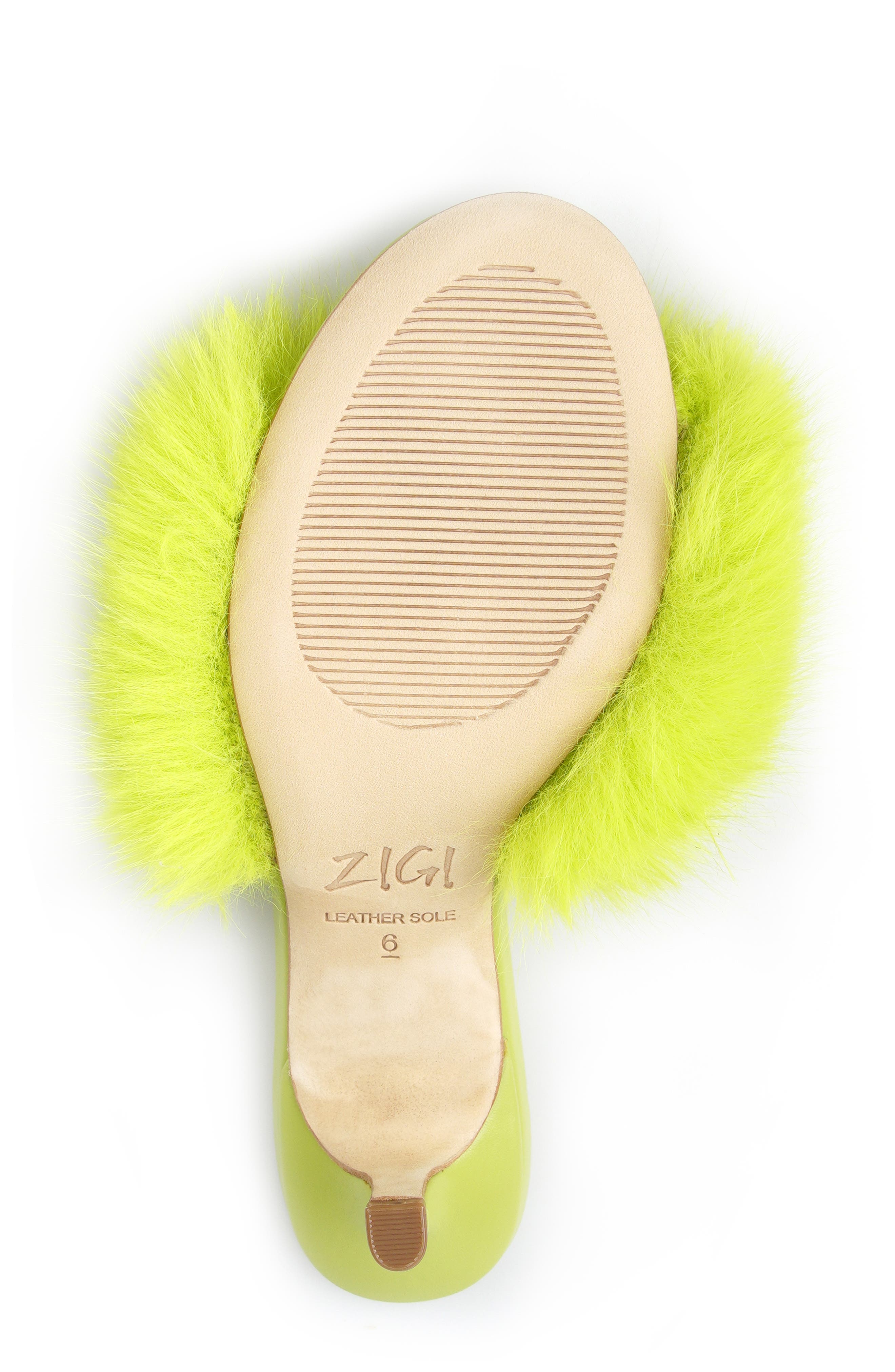 Faux Fur Kitten Heel Sandal, Alternate, color, LIGHT GREEN