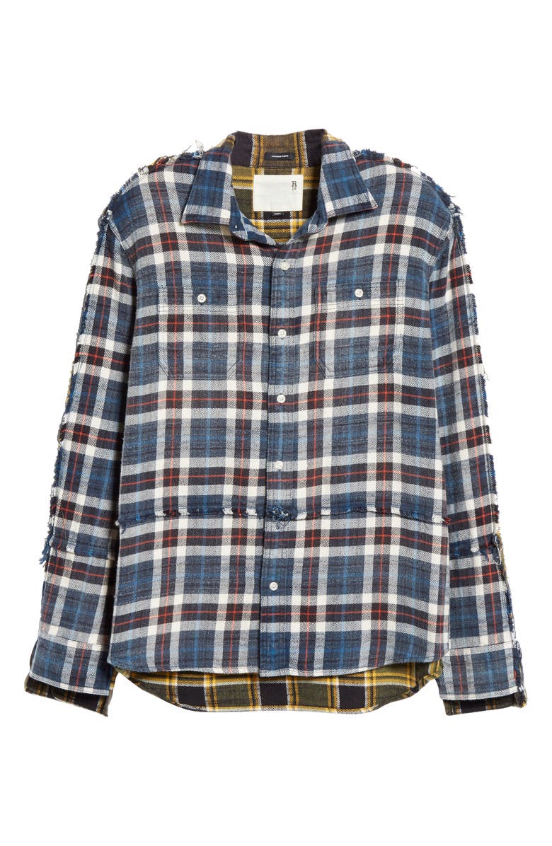 R13 Mended Double Plaid Shirt, Alternate, color, 
