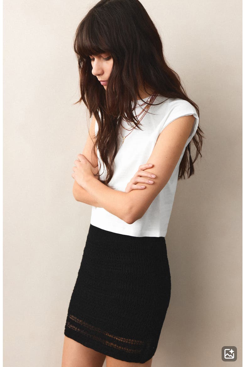Openwork Knit Skirt, Alternate, color, BLACK