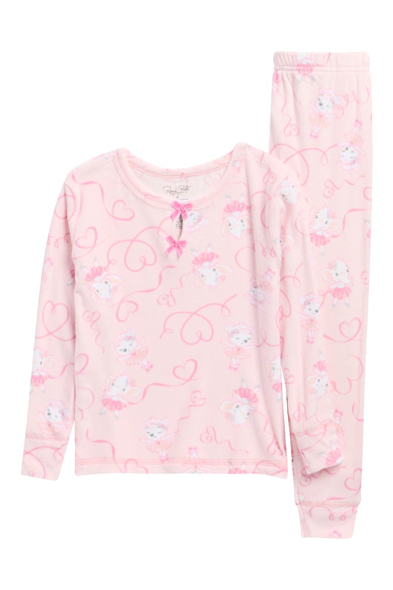 Kids' Luxe Goals 2-Piece Velour Pajamas, Main, color, PINK PET W BOWS