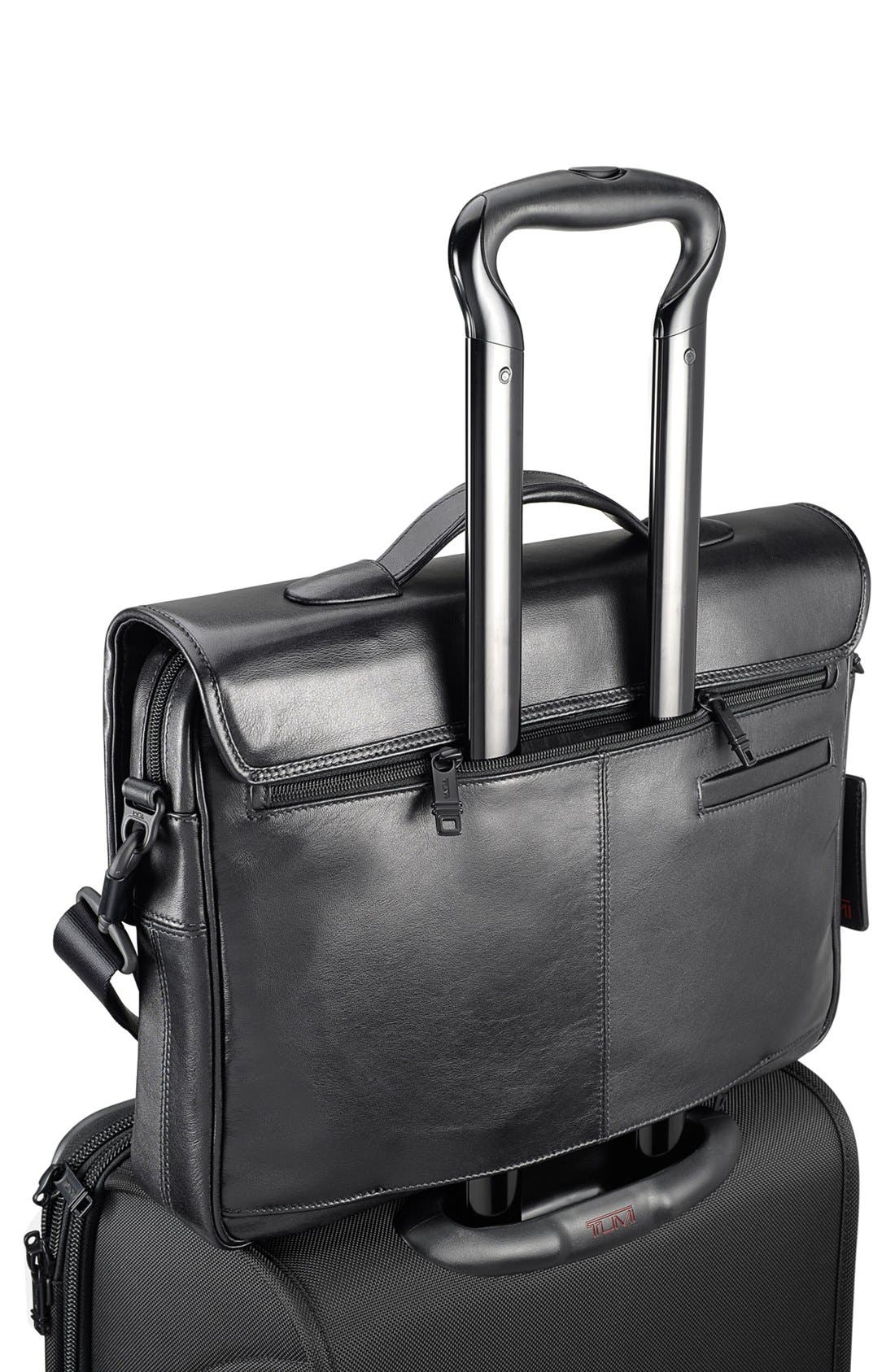 TUMI 'Alpha' Slim Flap Leather Briefcase, Alternate, color, 