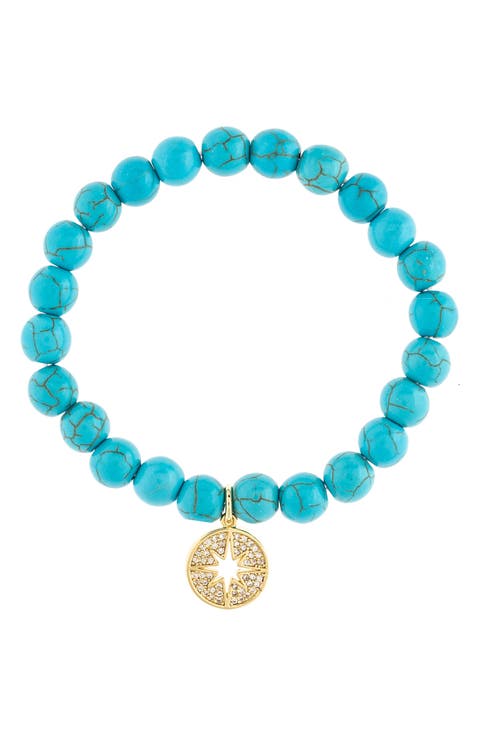 Turquoise & Cubic Zirconia Beaded Bracelet