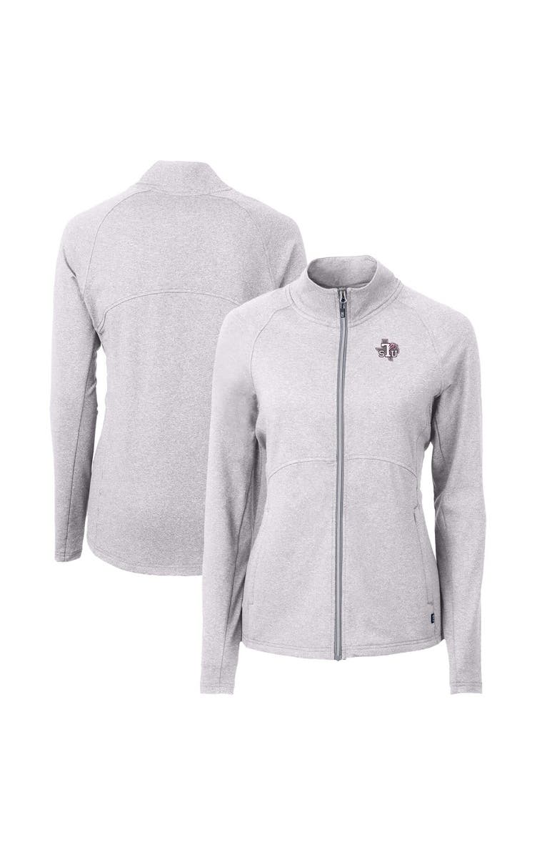 Cutter & Buck Women's Cutter & Buck  Heather Gray Texas Southern Tigers Adapt Eco Knit Heather Recycled Full-Zip Jacket, Main, color, 