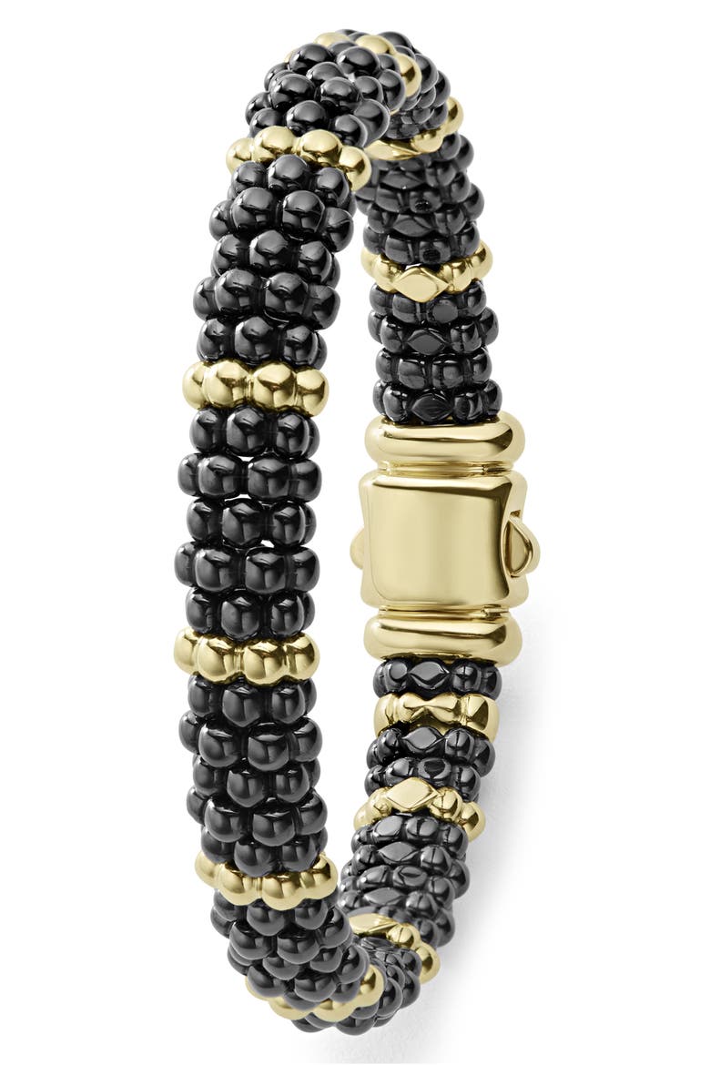 Gold & Black Caviar Station Bracelet, Alternate, color, GOLD