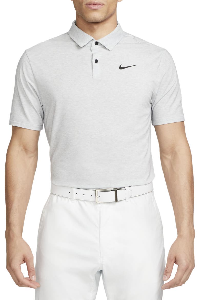 Dri-FIT Heathered Golf Polo, Main, color, LIGHT SMOKE GREY/ BLACK