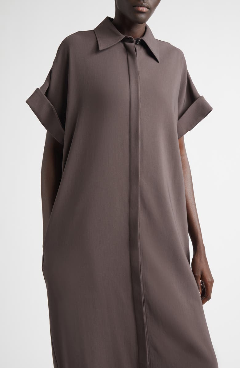 Brandon Maxwell The Emory Stretch Cotton Blend Shirtdress, Alternate, color, Truffle