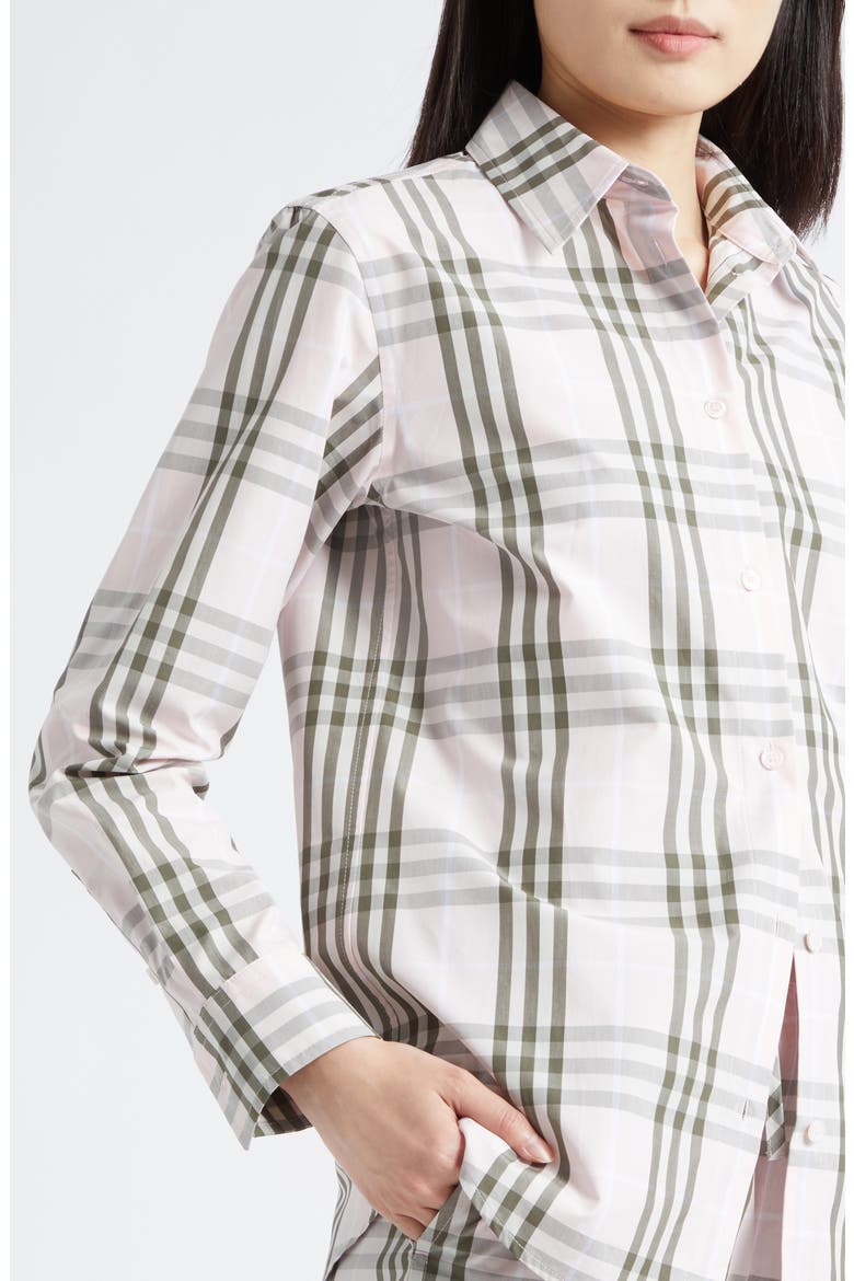 Emma Check Cotton Poplin Button-Up Shirt, Alternate, color, MALLOW PINK IP CHECK