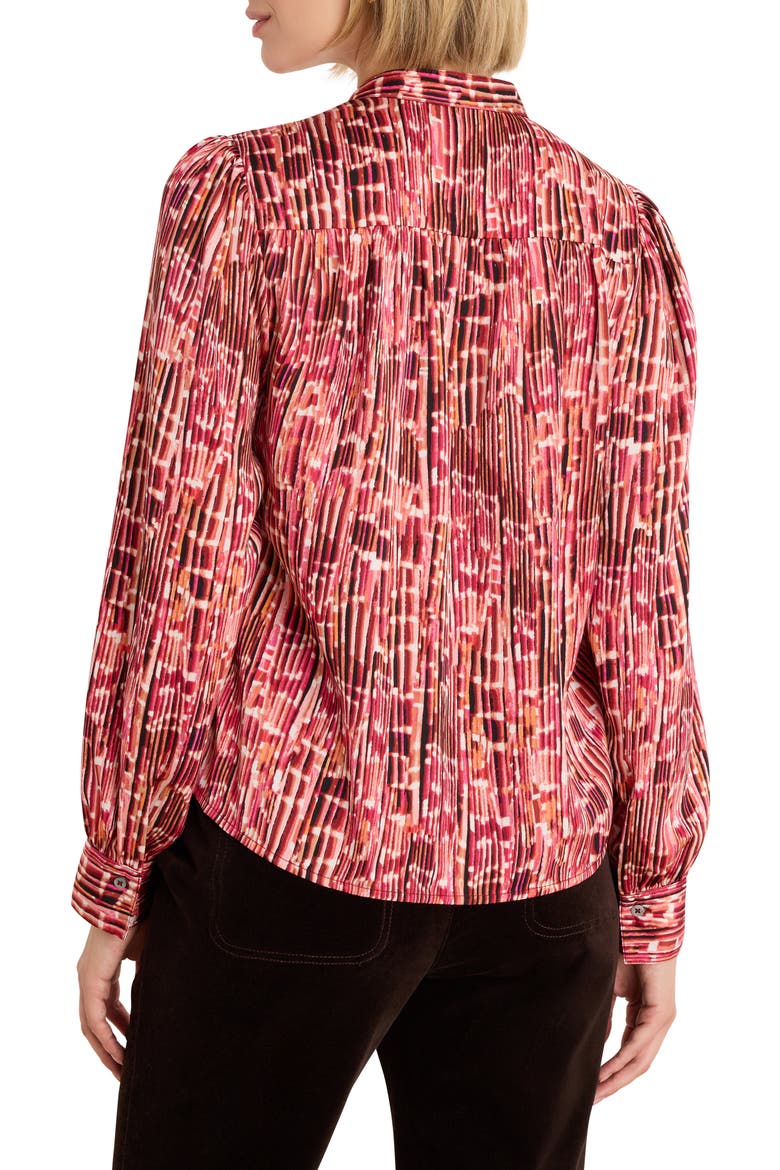 Print Origami Pleat Button-Up Shirt, Alternate, color, RED MULTI
