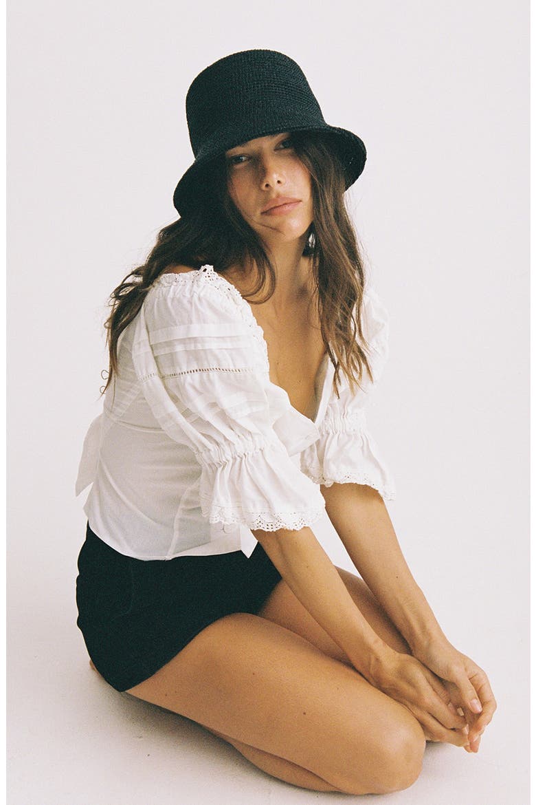 The Inca Raffia Bucket Hat, Alternate, color, BLACK