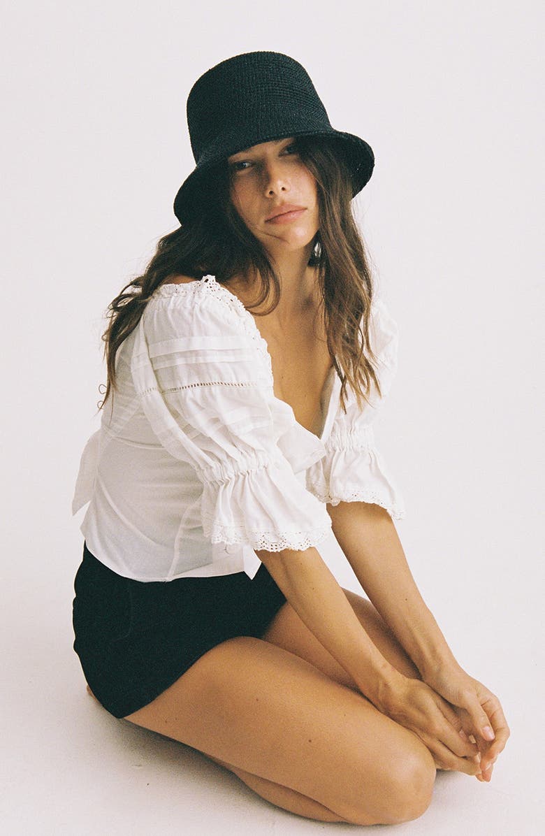 Lack of Color The Inca Raffia Bucket Hat, Alternate, color, Black