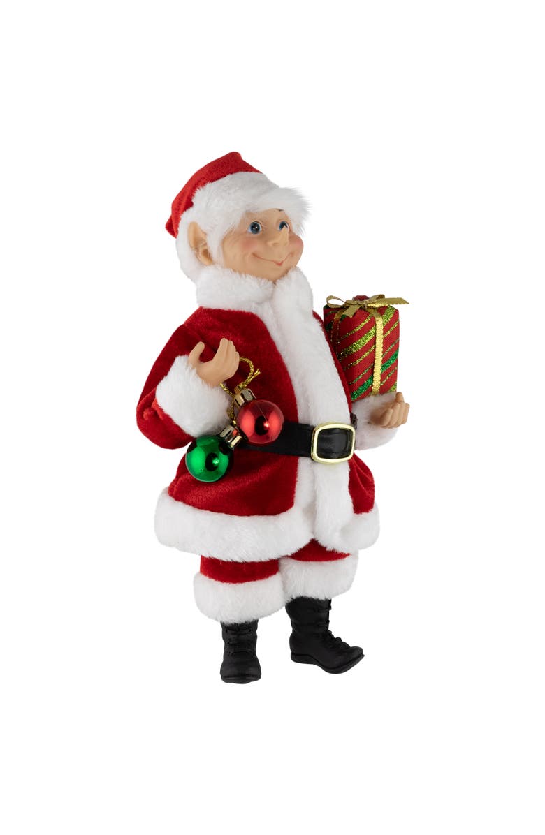 Northlight Santa Elf with Gift Christmas Figure - 14", Alternate, color, Red