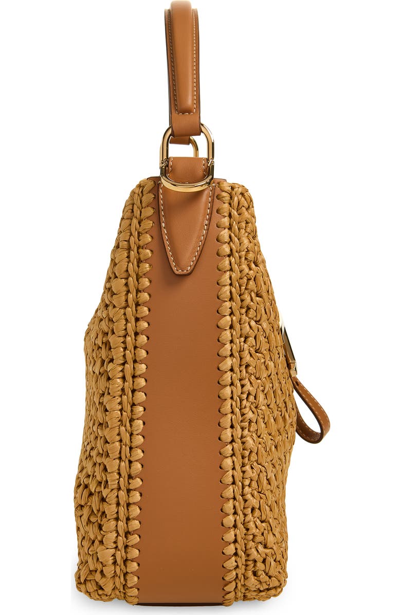 Tod's T Timeless Crochet Raffia & Leather Bucket Bag, Alternate, color, Naturale/ Kenia