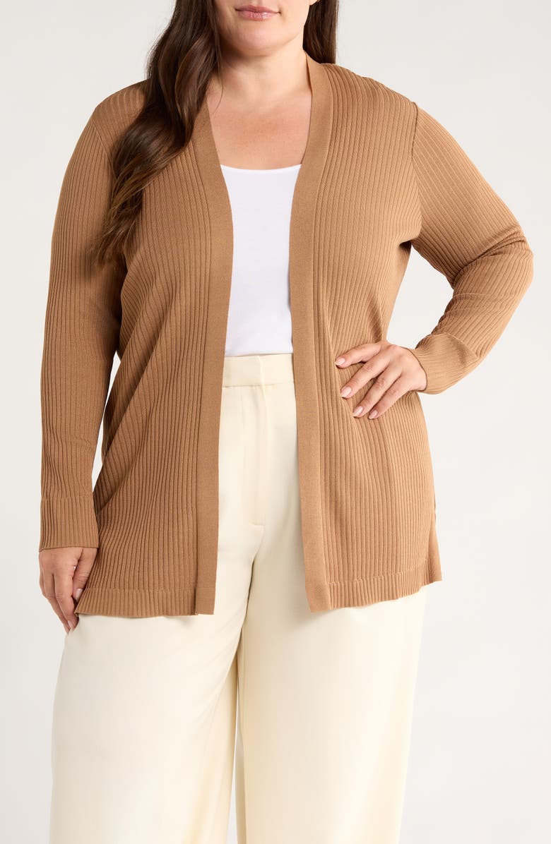 Jones New York Sutton Rib Cardigan, Main, color, Caramel