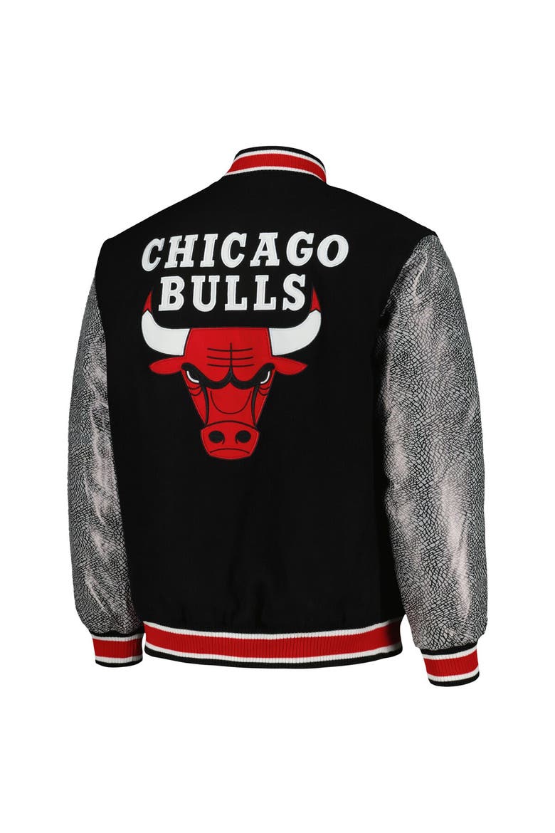 Men's JH Design Black Chicago Bulls Reversible Melton Full-Snap Jacket, Alternate, color, Black