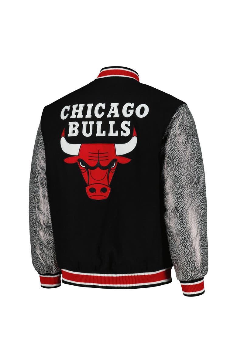 JH DESIGN Men's JH Design Black Chicago Bulls Reversible Melton Full-Snap Jacket, Alternate, color, 