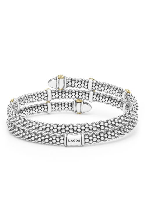 Lagos Two-tone Caviar Diamond Versa Wrap Bracelet In Metallic