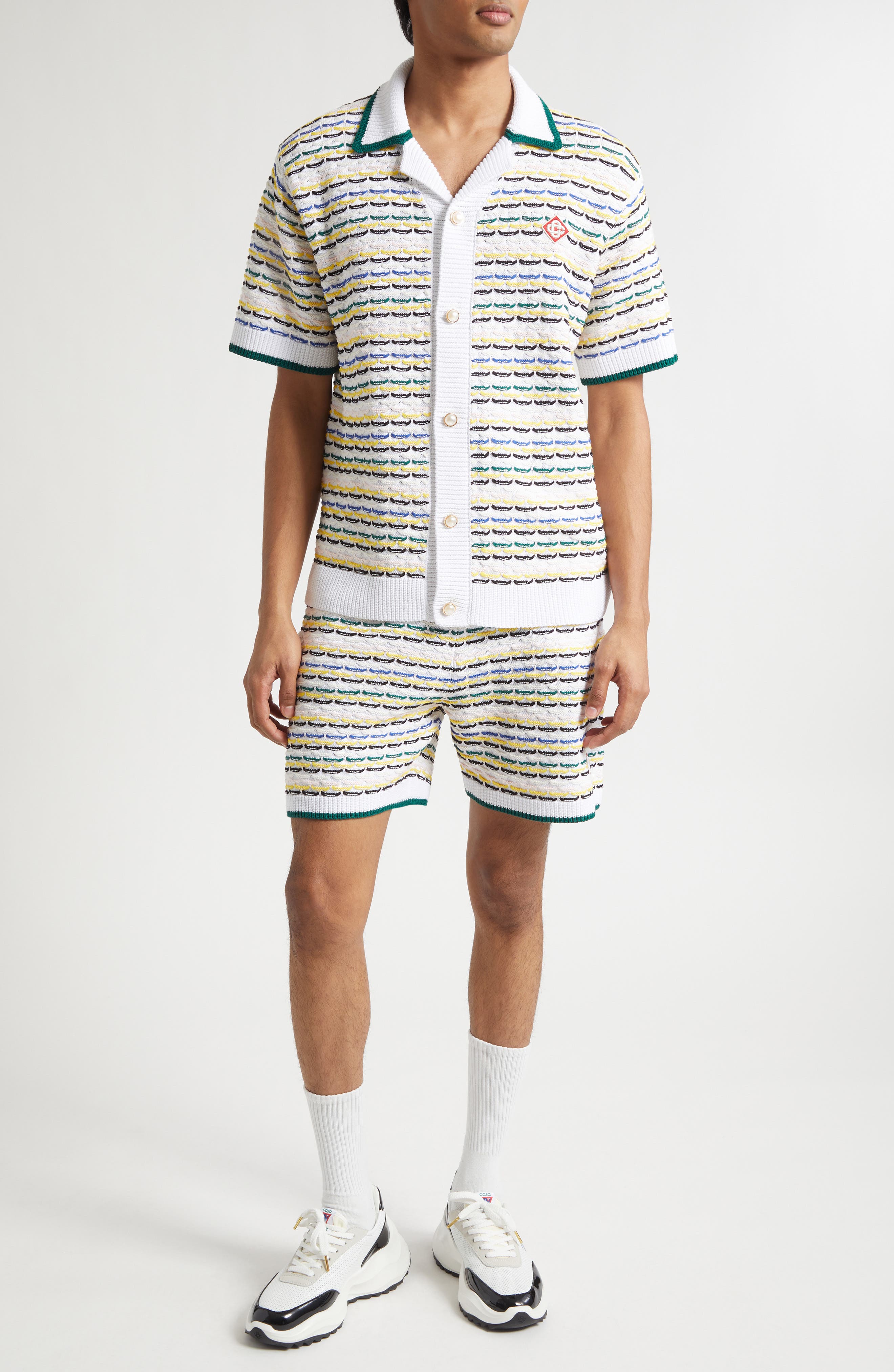 Cotton Tuck Stitch Button-Up Sweater - image 2