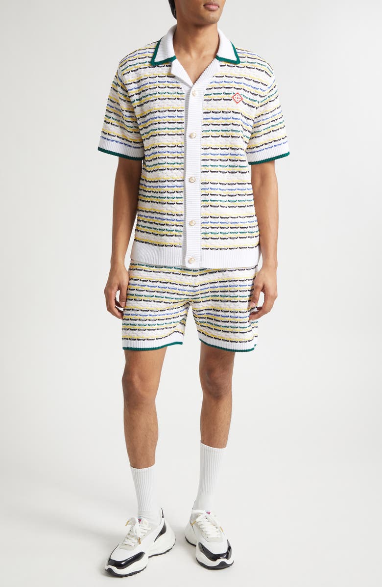 Casablanca Cotton Tuck Stitch Sweater Shorts, Alternate, color, Multi