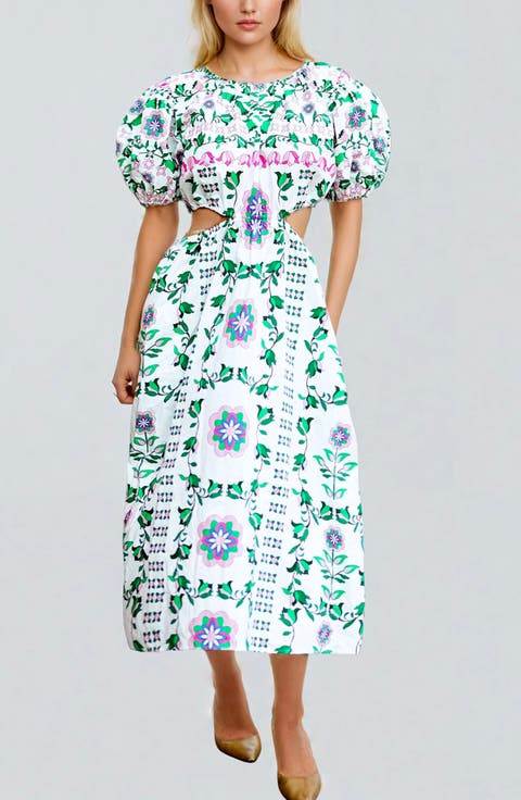 Danielle Green Garden Midi Dress