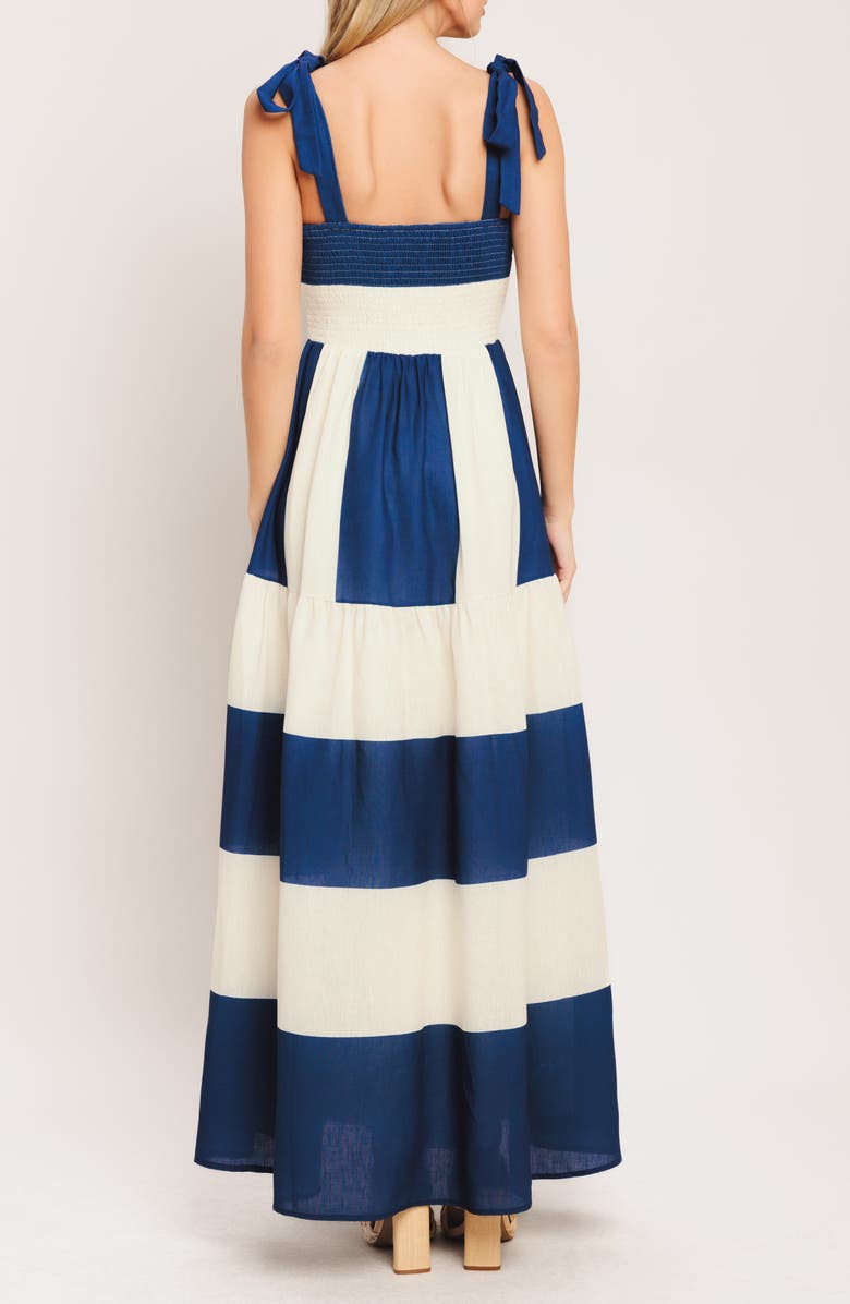 FLYING TOMATO Stripe Fit & Flare Maxi Dress, Alternate, color, Off White/ Blue