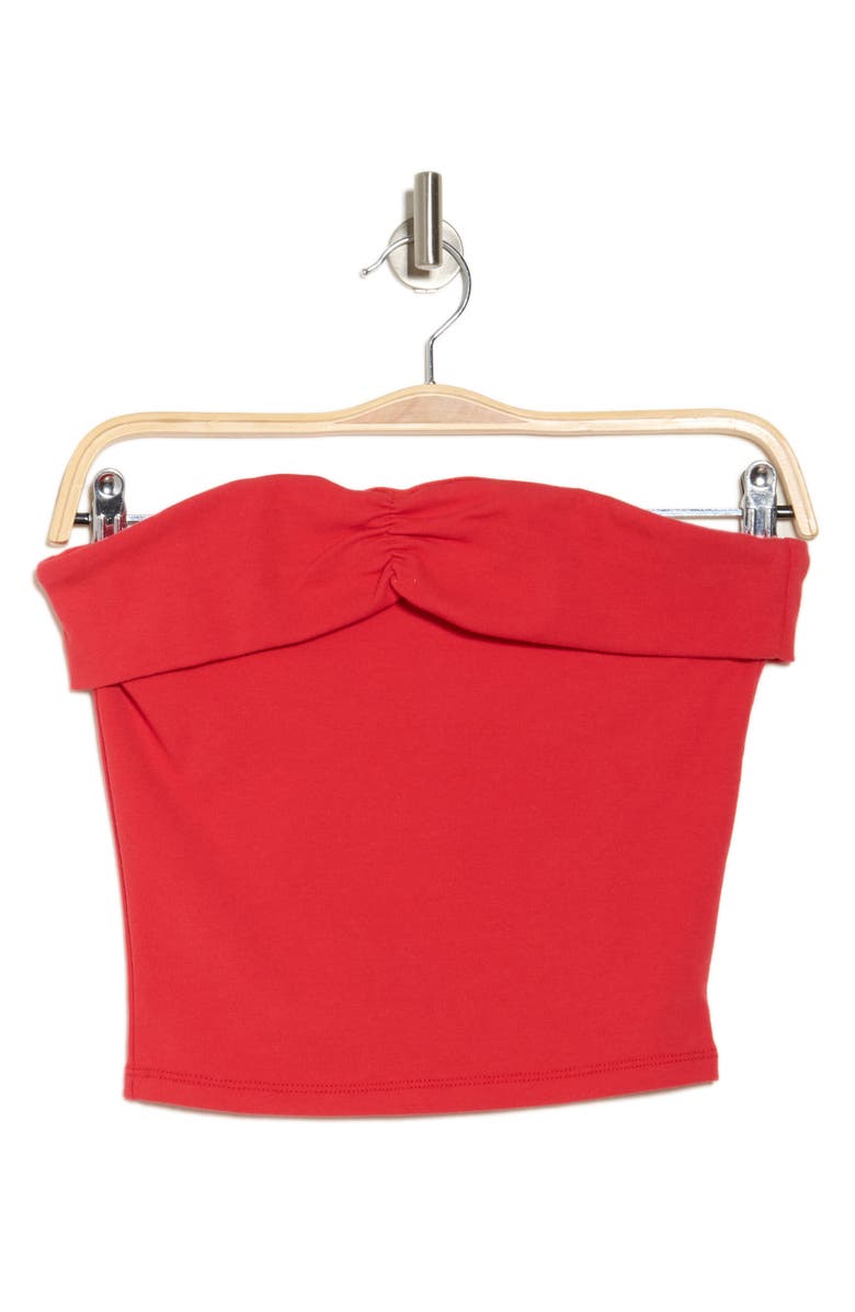 Madden Girl Foldover Ruched Crop Tube Top, Alternate, color, True Red
