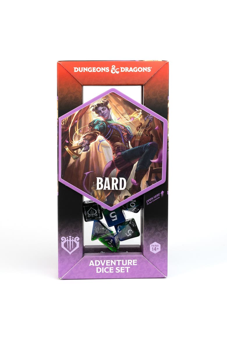 D&D Adventure Dice Bard Blue & Green, 15Pc Rpg Set, Alternate, color, Multicolored