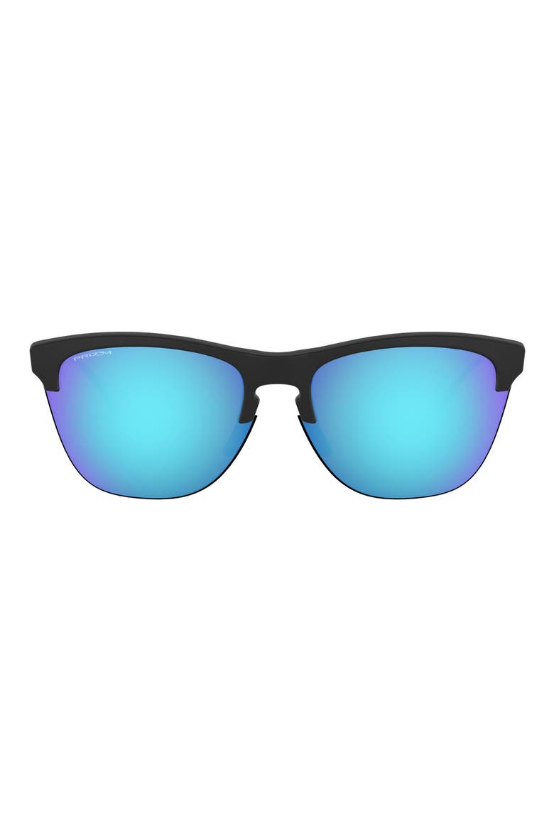 63mm Mirrored Oversize Square Sunglasses, Main, color, MATTE BLACK/ CLEAR/ BLUE