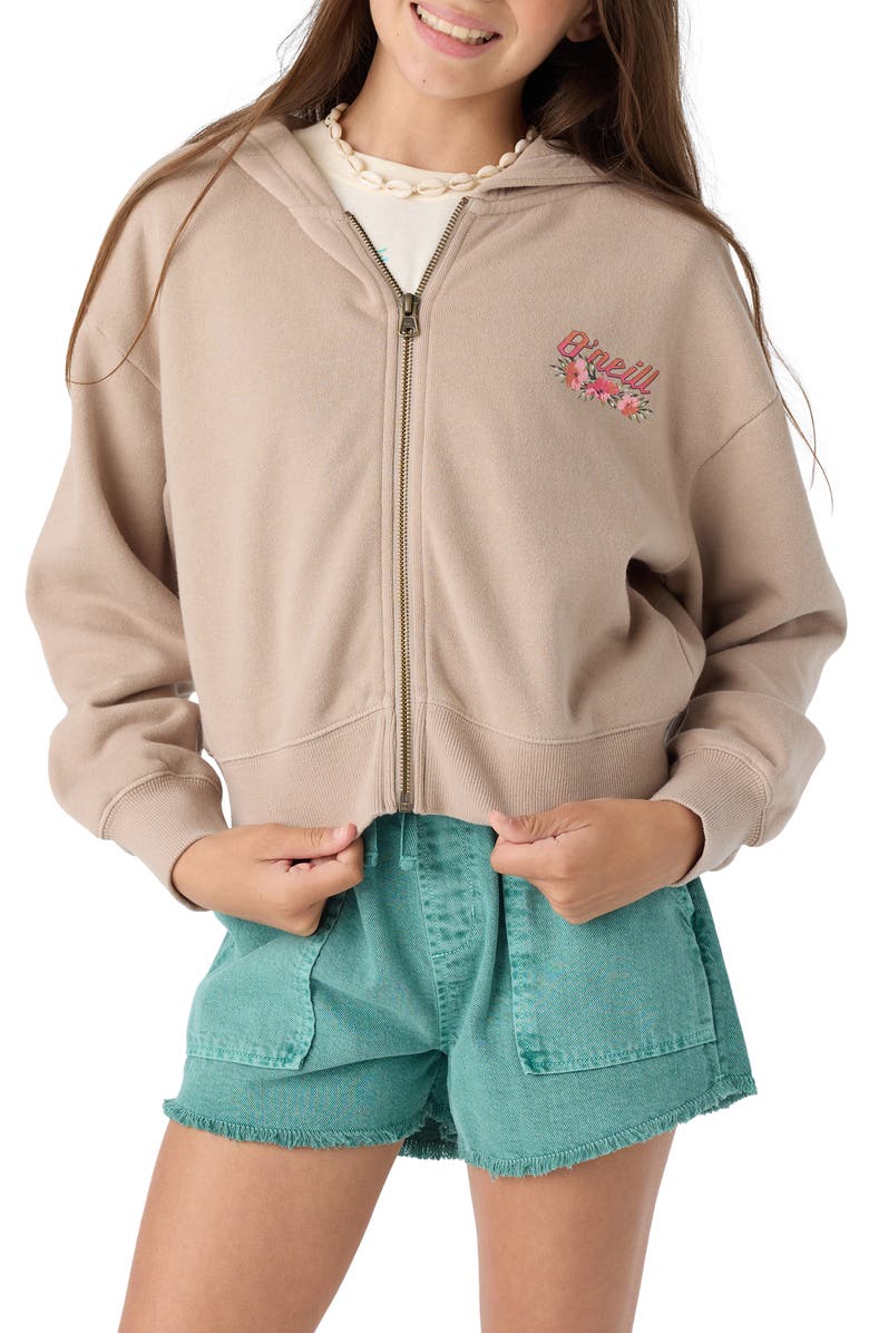 O'Neill Kids' Darcie Graphic Zip-Up Hoodie, Alternate, color, Simply Taupe