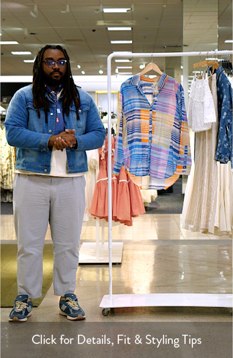 Sunset Stripe Cotton Button-Up Shirt, sales video thumbnail