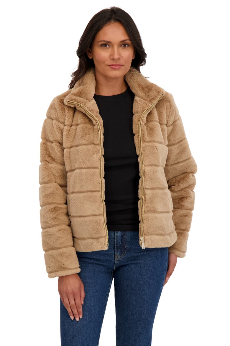 Faux Fur Short Jacket, Alternate, color, CAMEL