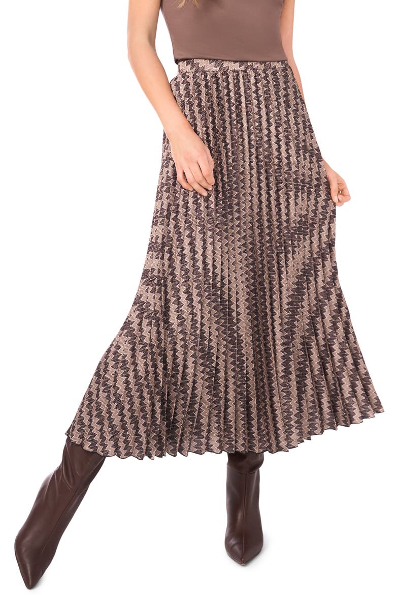 Zig Zag Pleated Skirt, Main, color, COVERT GRN