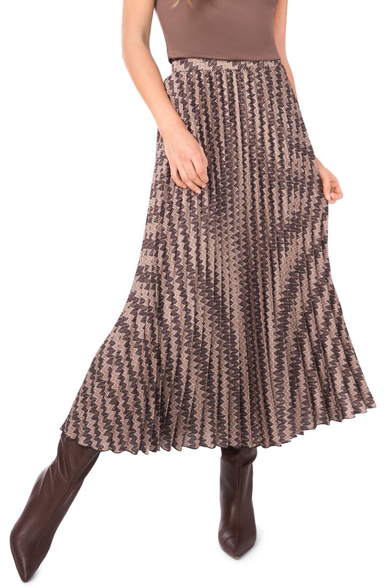 Halogen<sup>®</sup> Zig Zag Pleated Skirt, Main, color, Covert Grn