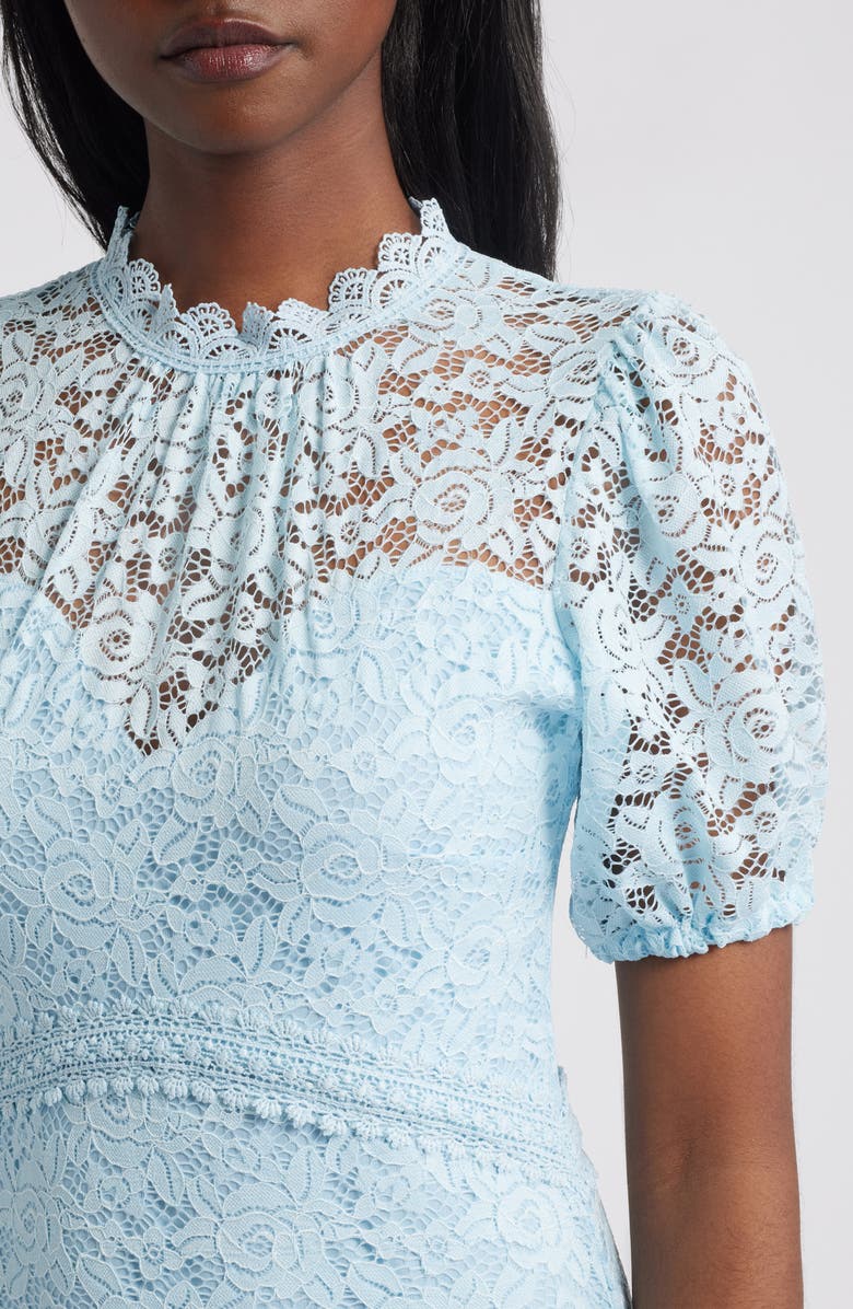Lipsy Puff Sleeve Lace Minidress, Alternate, color, Blue