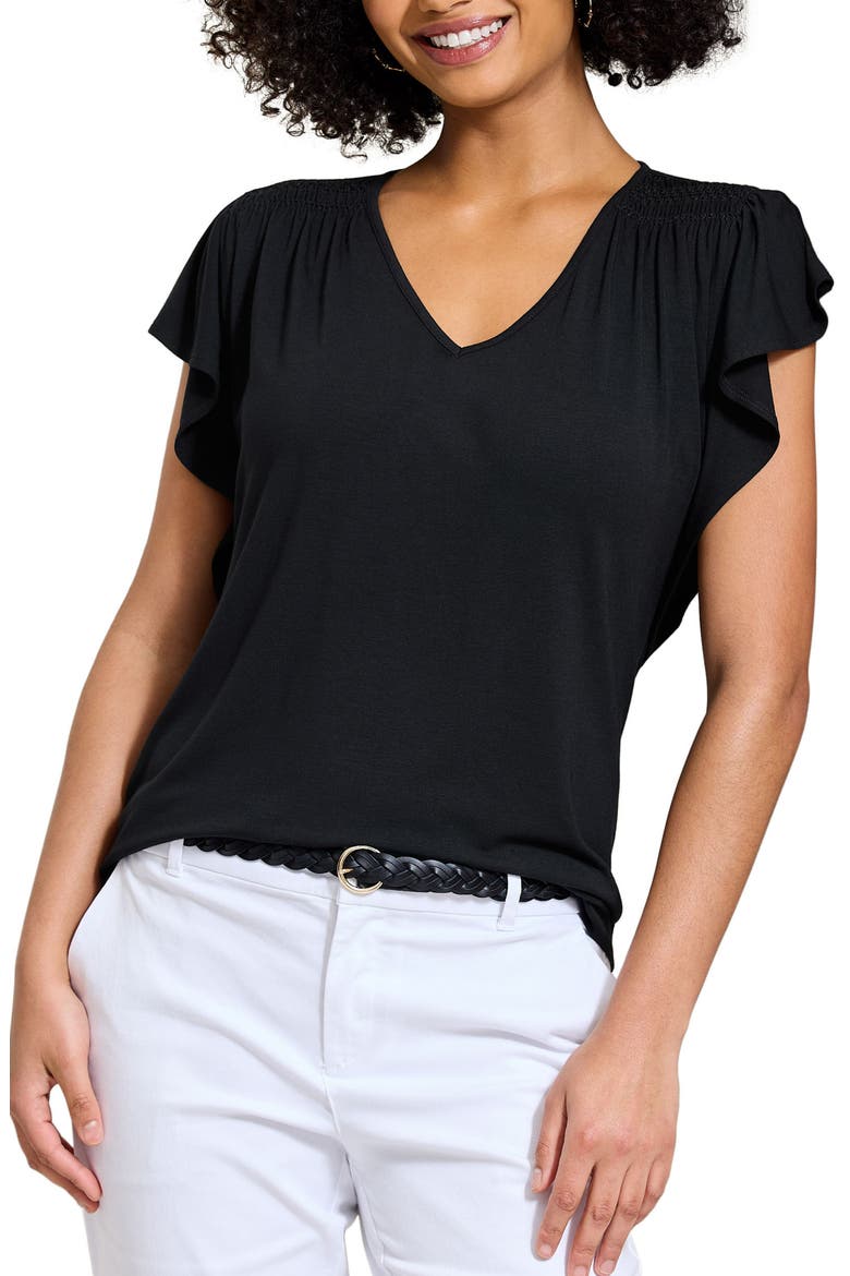 Kauai Flutter Sleeve T-Shirt, Main, color, BLACK