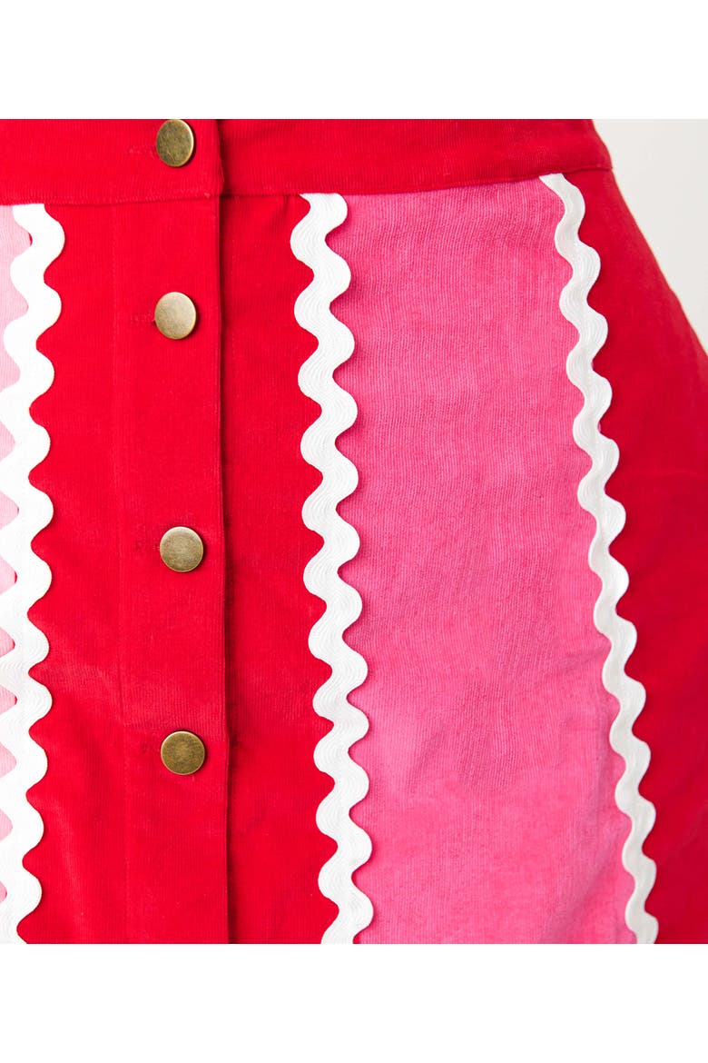 Plus Size Scallop Hem Corduroy Mini Skirt, Alternate, color, Red & Pink Stripe