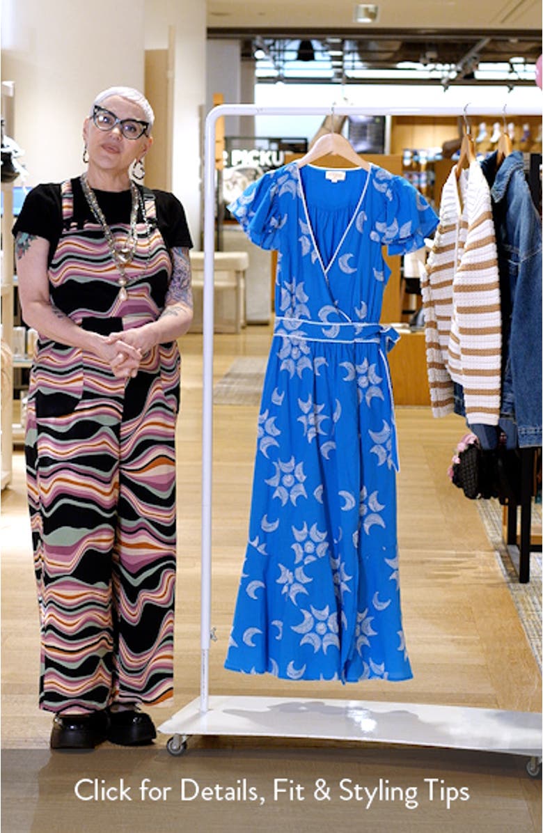 Evelyn Embroidered Side Tie Cotton Wrap Dress, sales video thumbnail