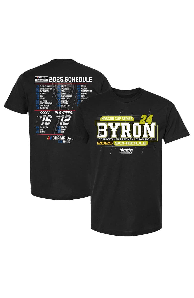 HENDRICK MOTORSPORTS TEAM COLLECTION Men's Hendrick Motorsports Team Collection Black William Byron 2025 NASCAR Cup Series Schedule T-Shirt, Alternate, color, Black