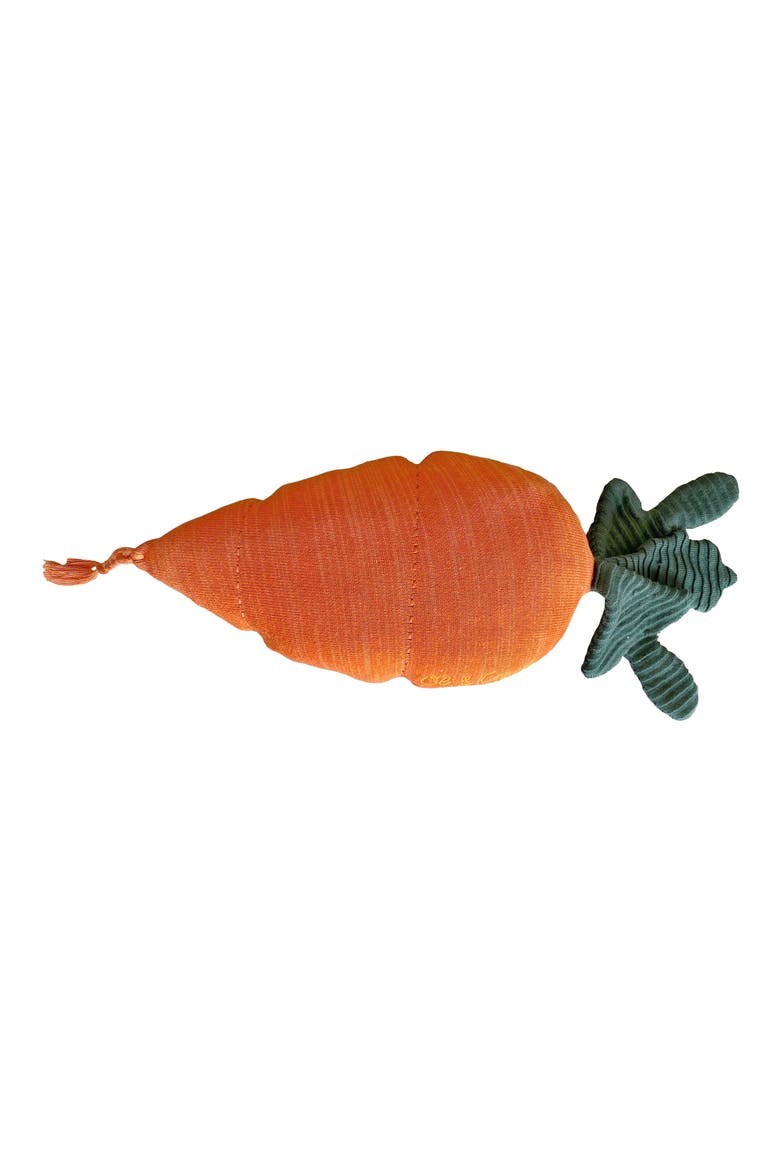 Cathy the Carrot Knit Accent Pillow, Main, color, DARK GREEN ORANGE SALMON