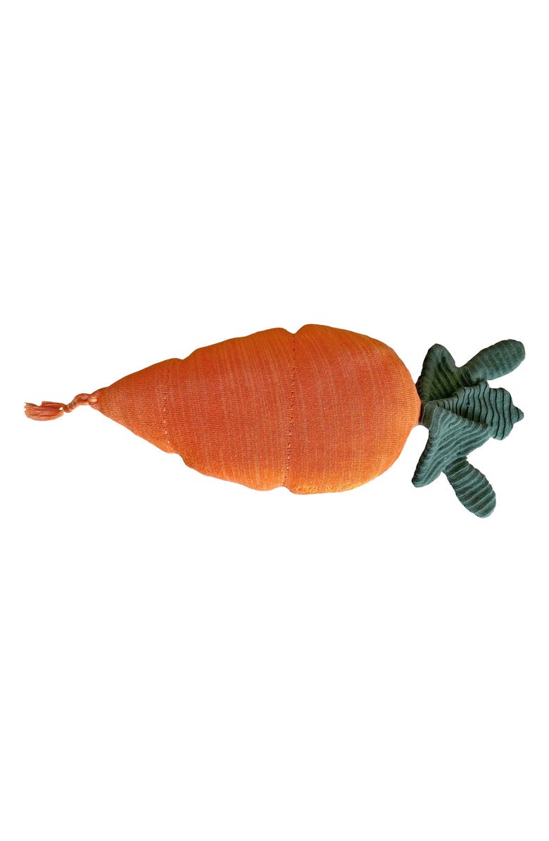 Lorena Canals Cathy the Carrot Knit Accent Pillow, Main, color, Dark Green Orange Salmon