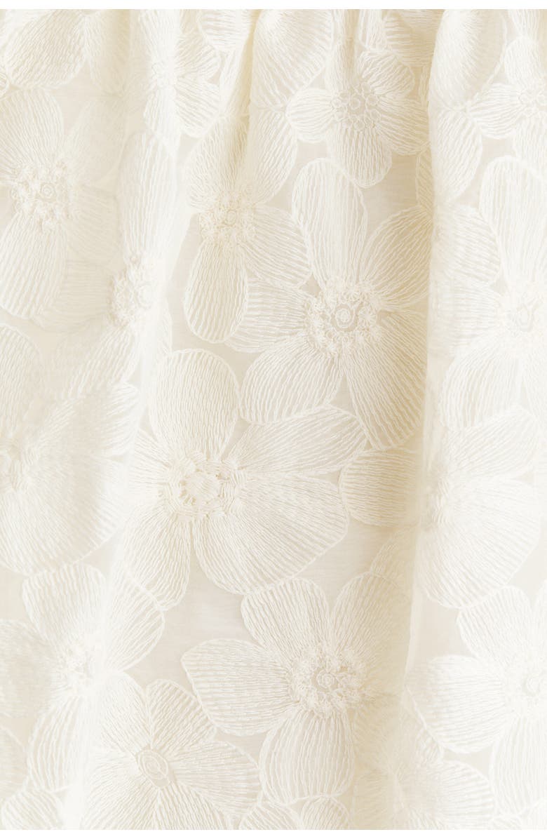 H&M Embroidered Flutter-sleeved Dress, Alternate, color, Cream