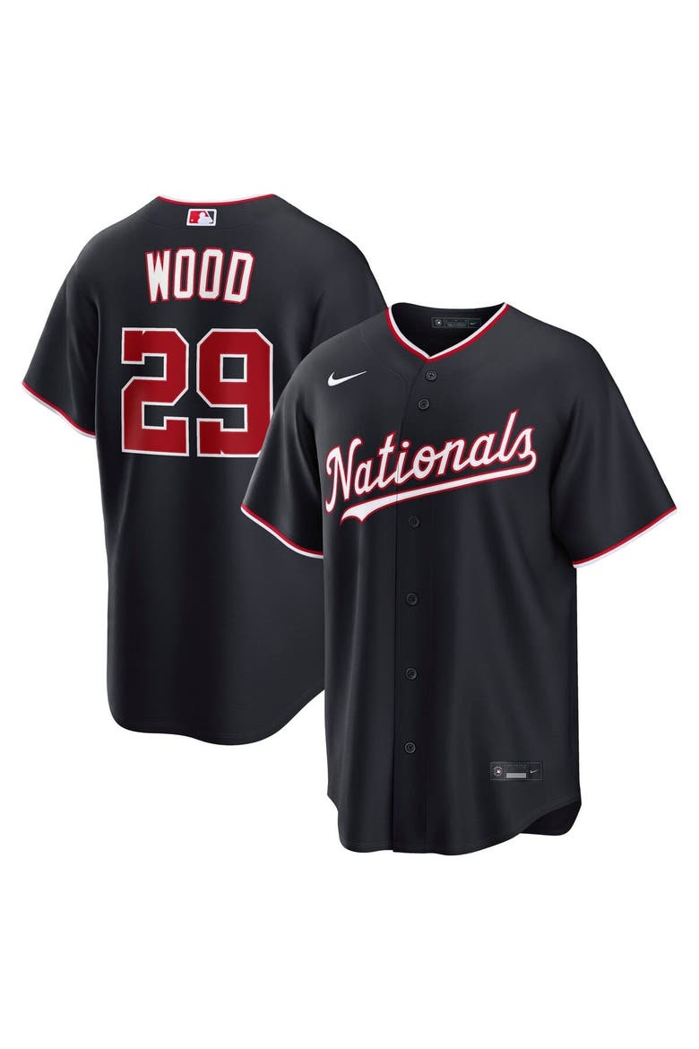 Men's Nike James Wood Navy Washington Nationals Alternate Replica Jersey, Main, color, Navy