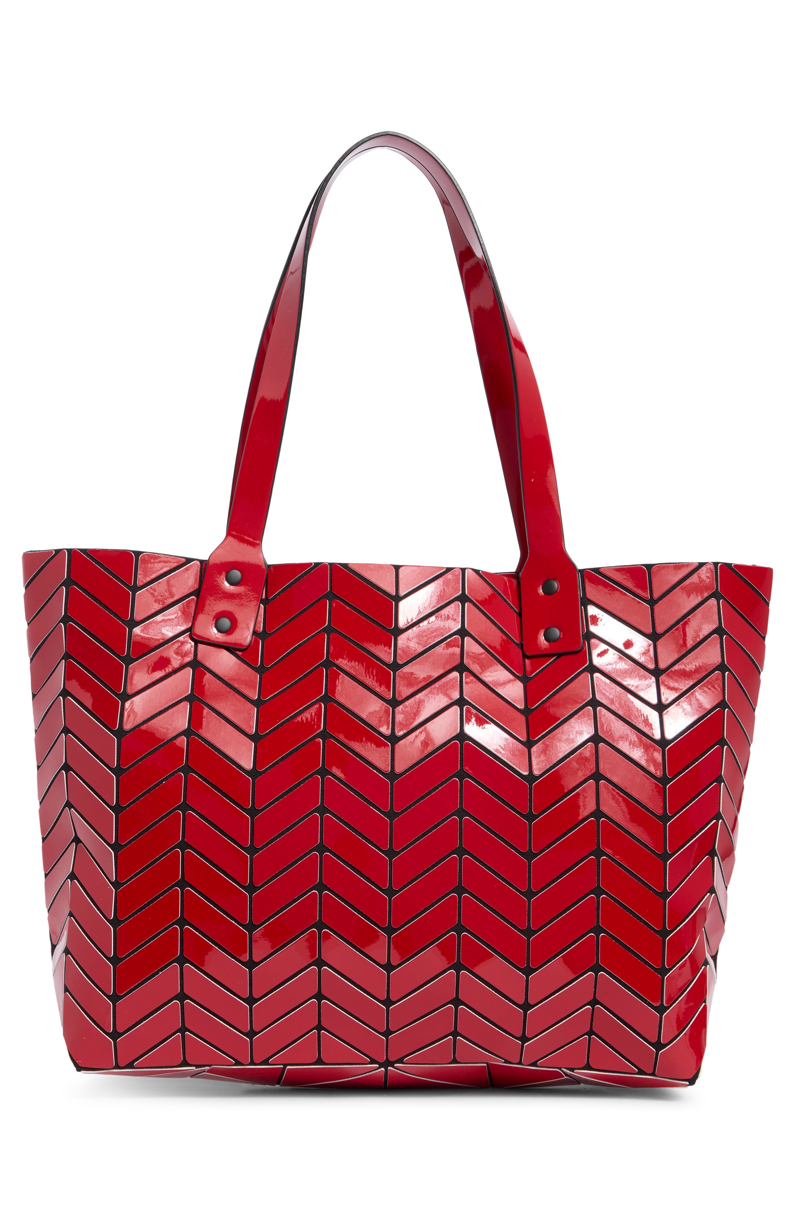 Chevron Tote Bag, Alternate, color, SHINY RED
