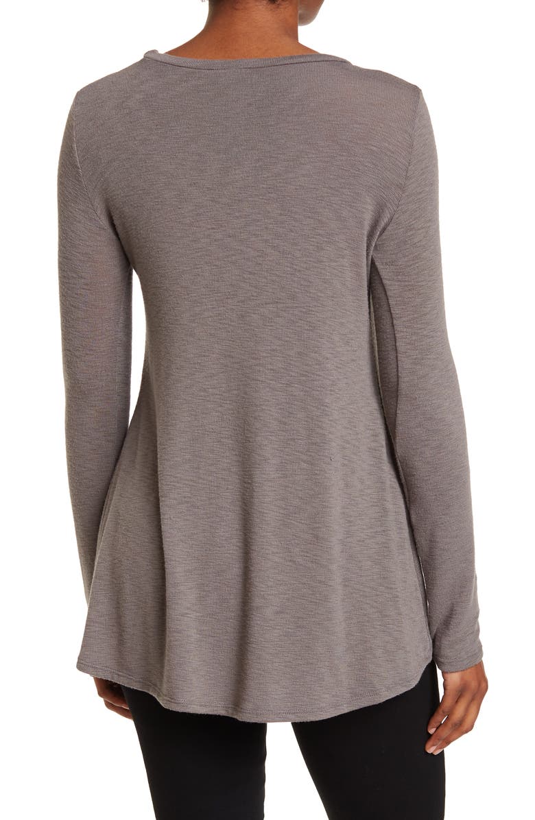 GO COUTURE Long Sleeve Cross Hem Shirt, Alternate, color, Pale Rosette